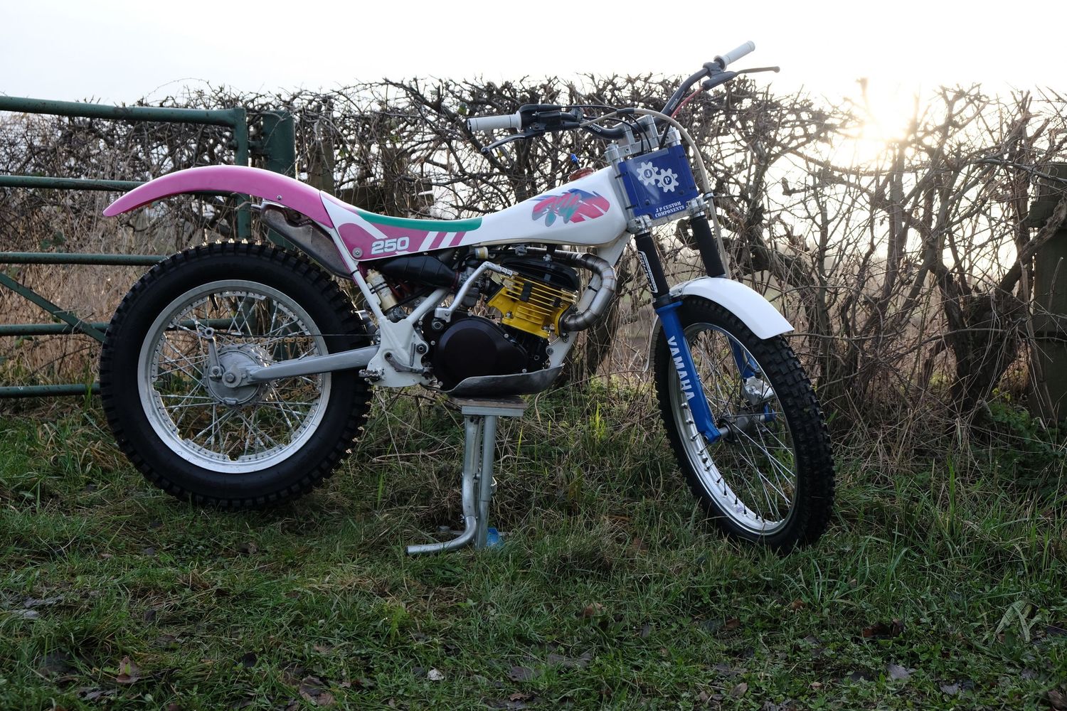 Classic TYZ trials motorcycle photographed for a vintage motorbike feature.