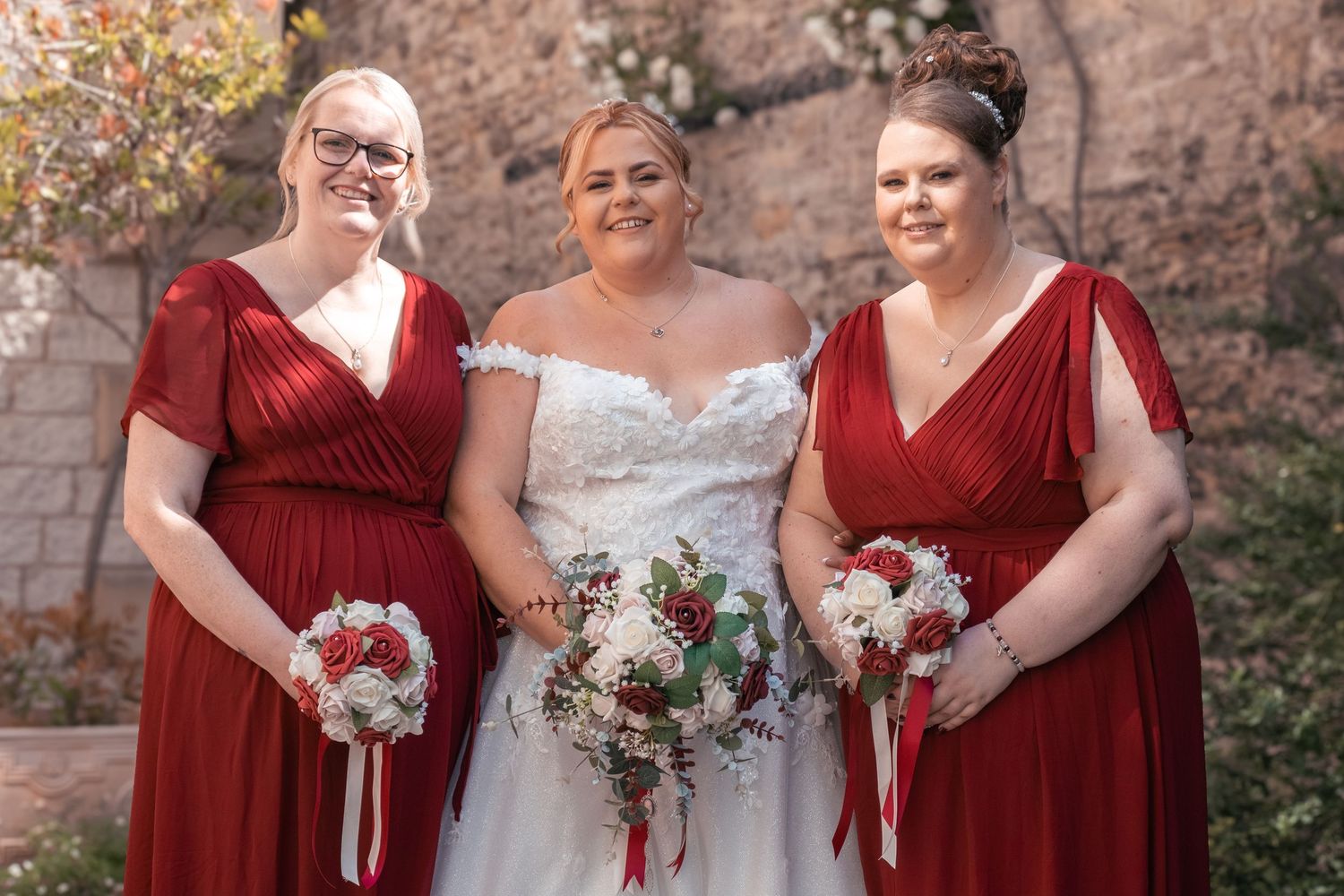 Bride with her Bridesmaids before walking down the aisle.