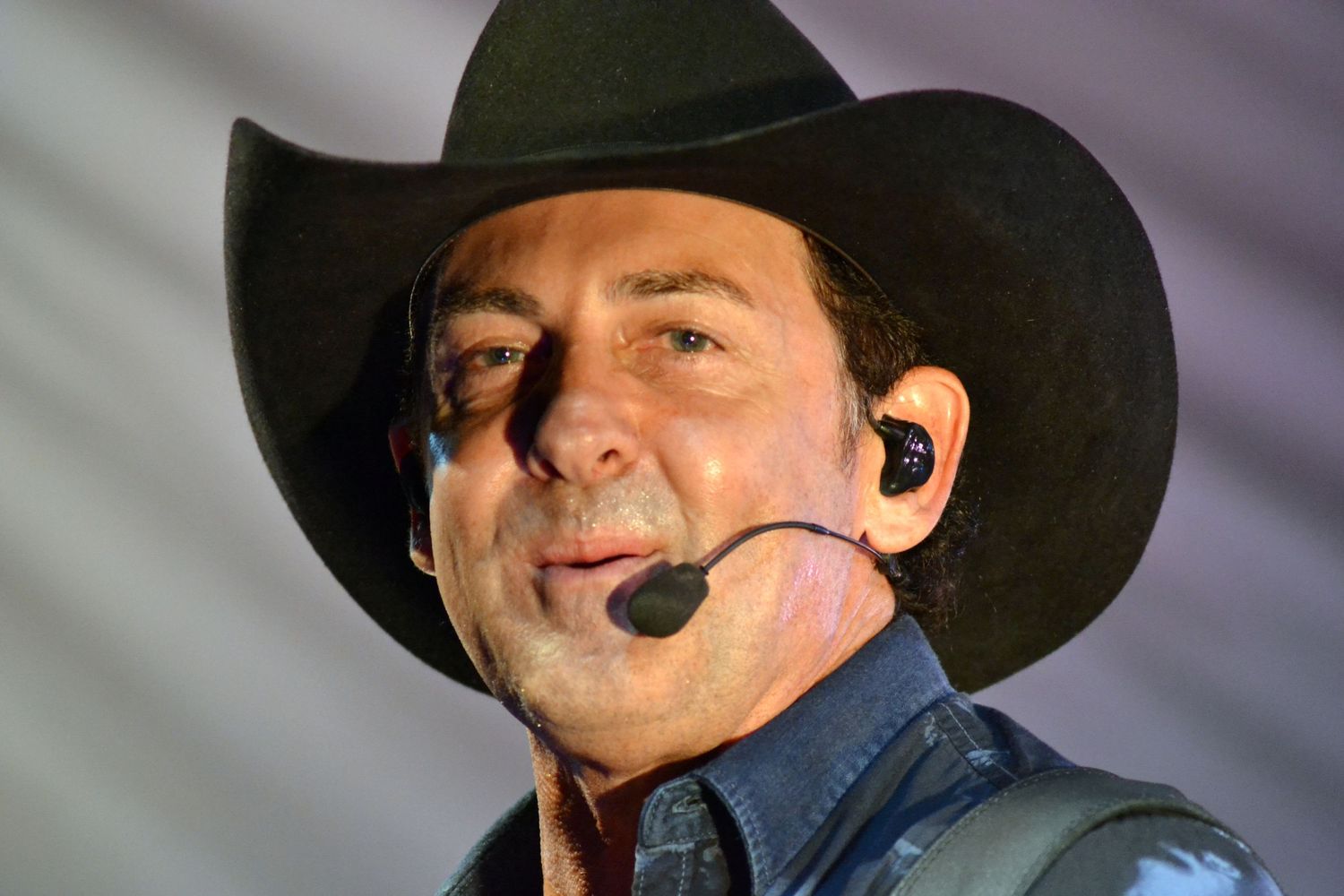 Country music singer Lee Kernaghan performing live at Boyup Brook Country Music Festival.