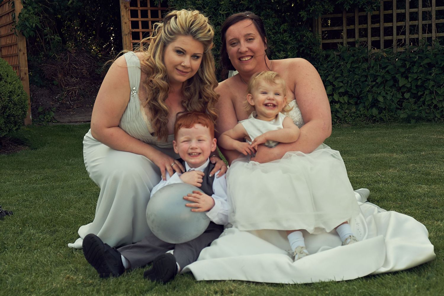Bride with her Maid of honour, Page boy and Flower Girl.