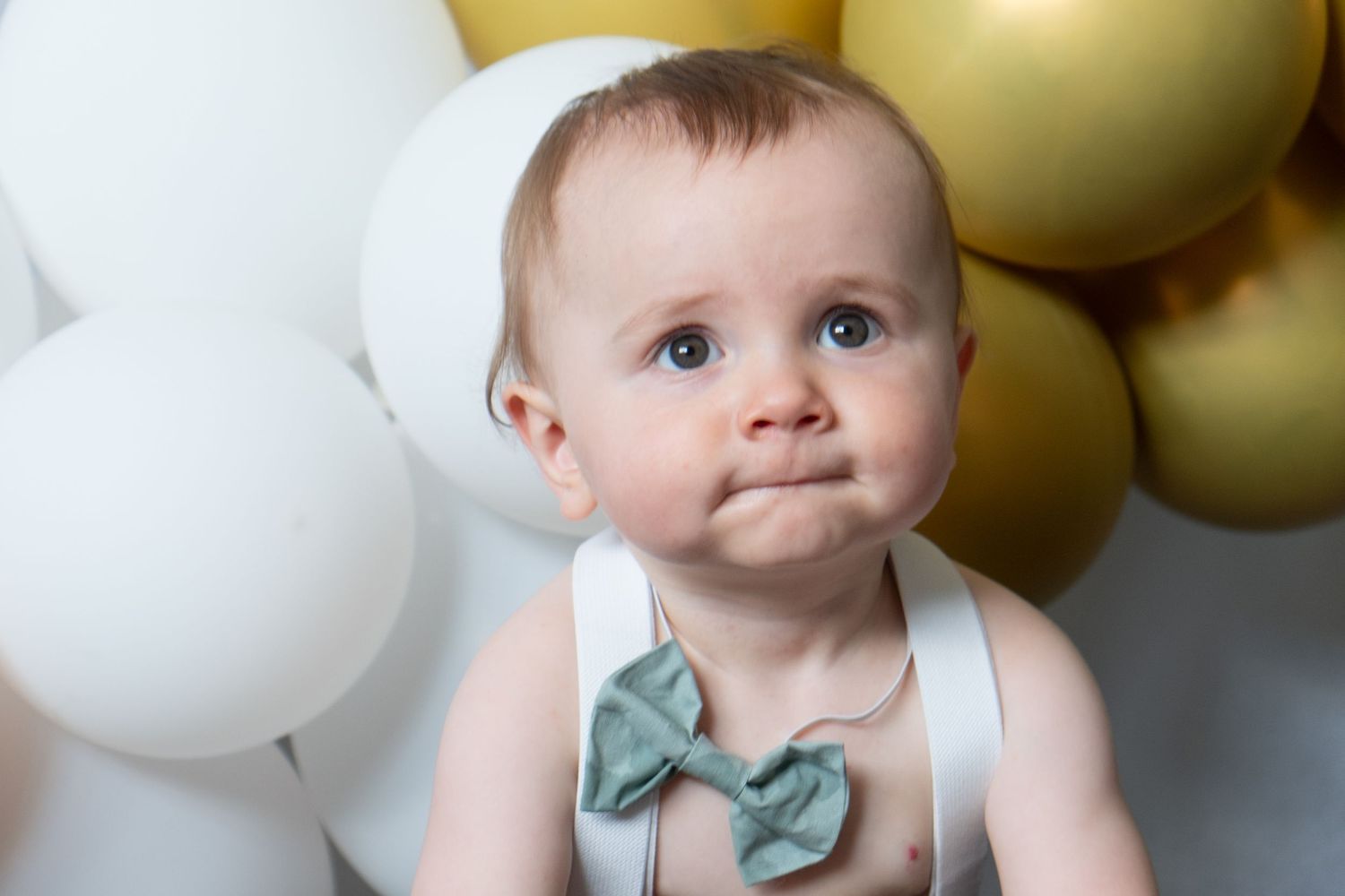 A little bit on his first birthday during a photoshoot.