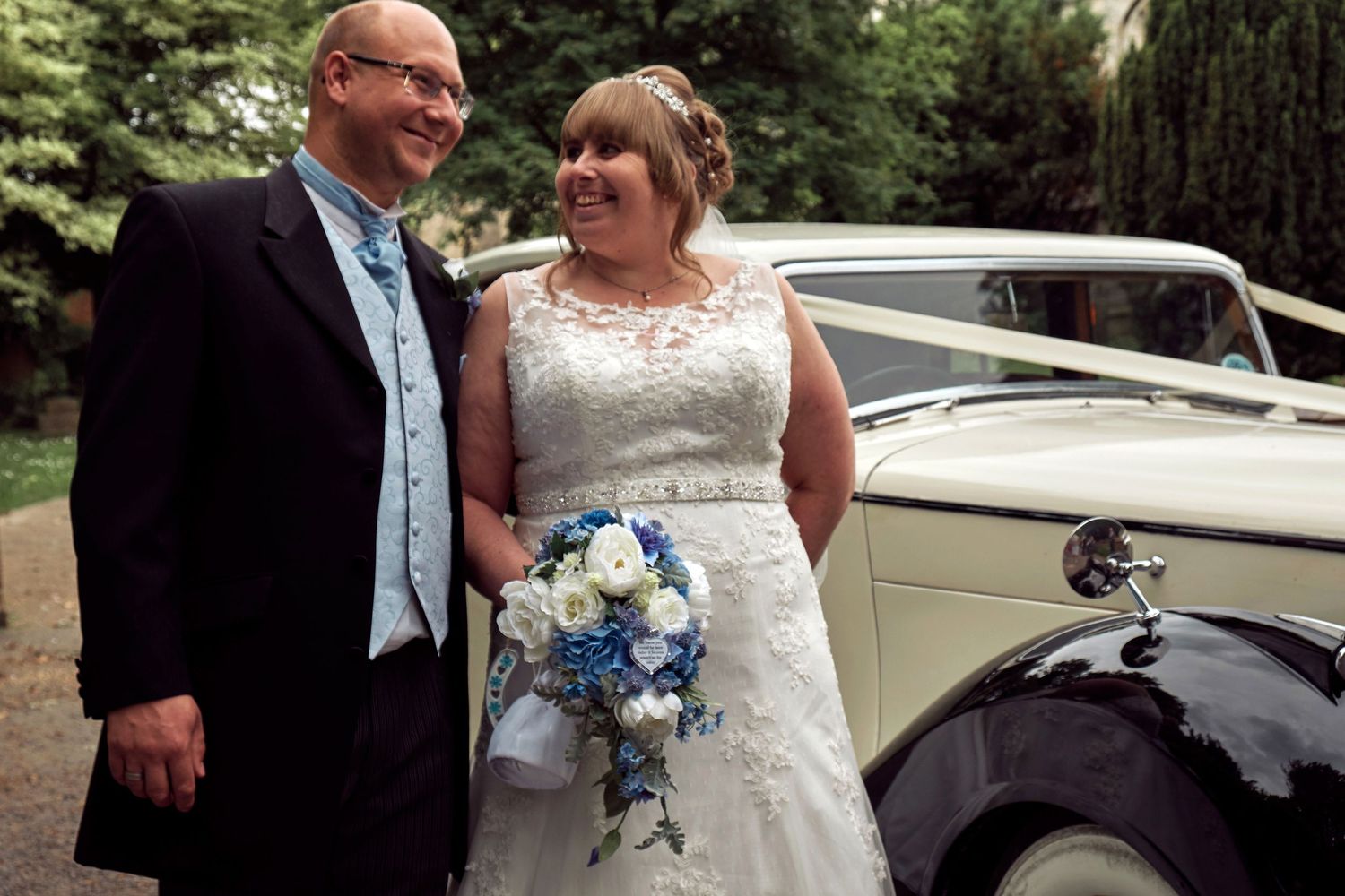 Bride and groom outside the church.