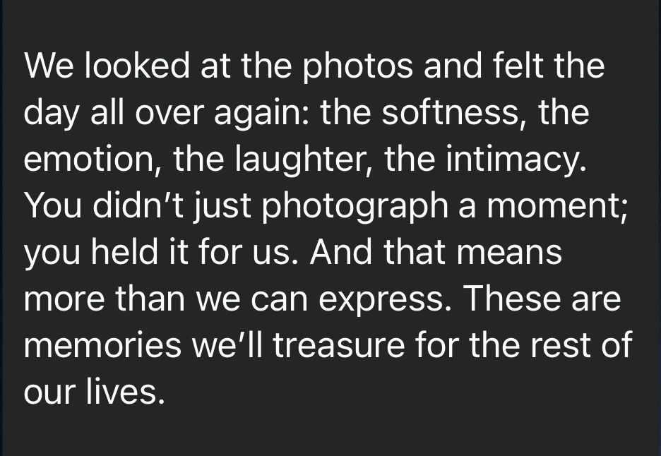 A series of black text panels with white typography discussing memories and photographs on a dark background.