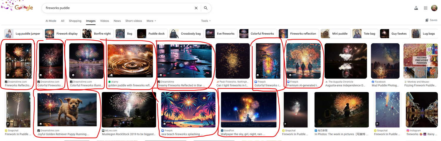 A row of thumbnail preview images showing various photos and artwork displayed in a horizontal filmstrip layout.