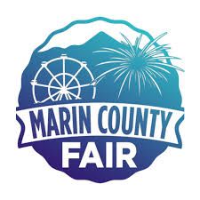 A series of blue and purple county fair logos arranged in a horizontal row showing different design variations.