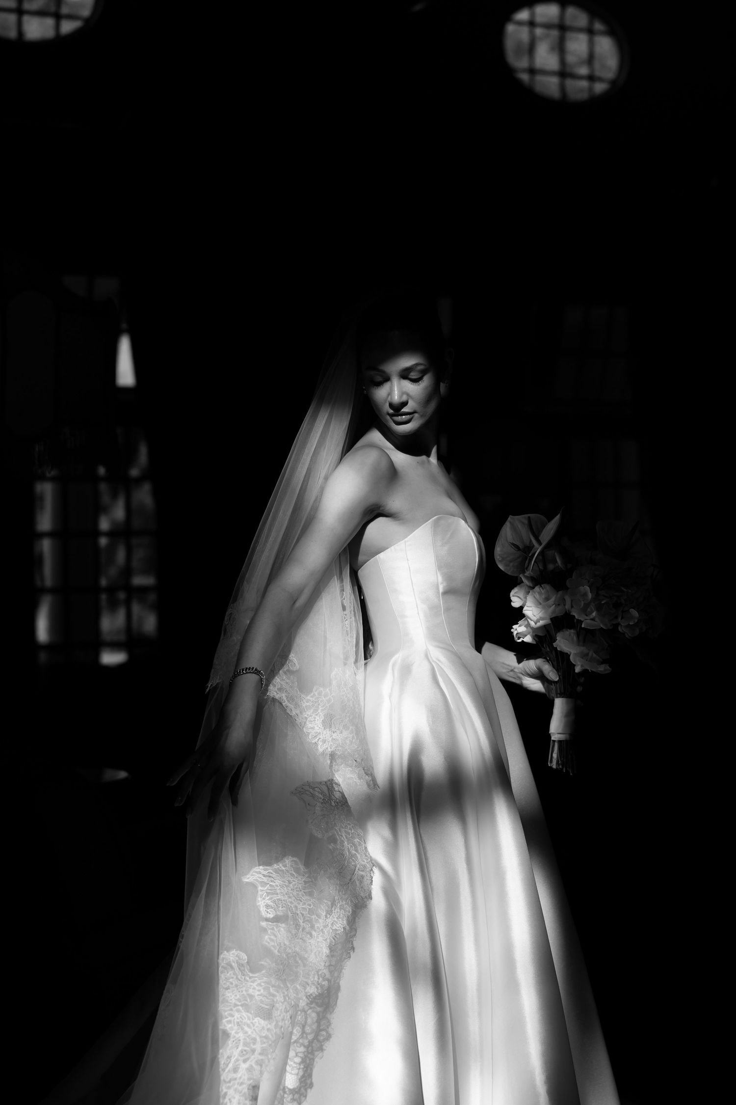Dramatic low-light portrait of wedding dress- JCclick Wedding photo & Film - Best Cape Town Photographer.