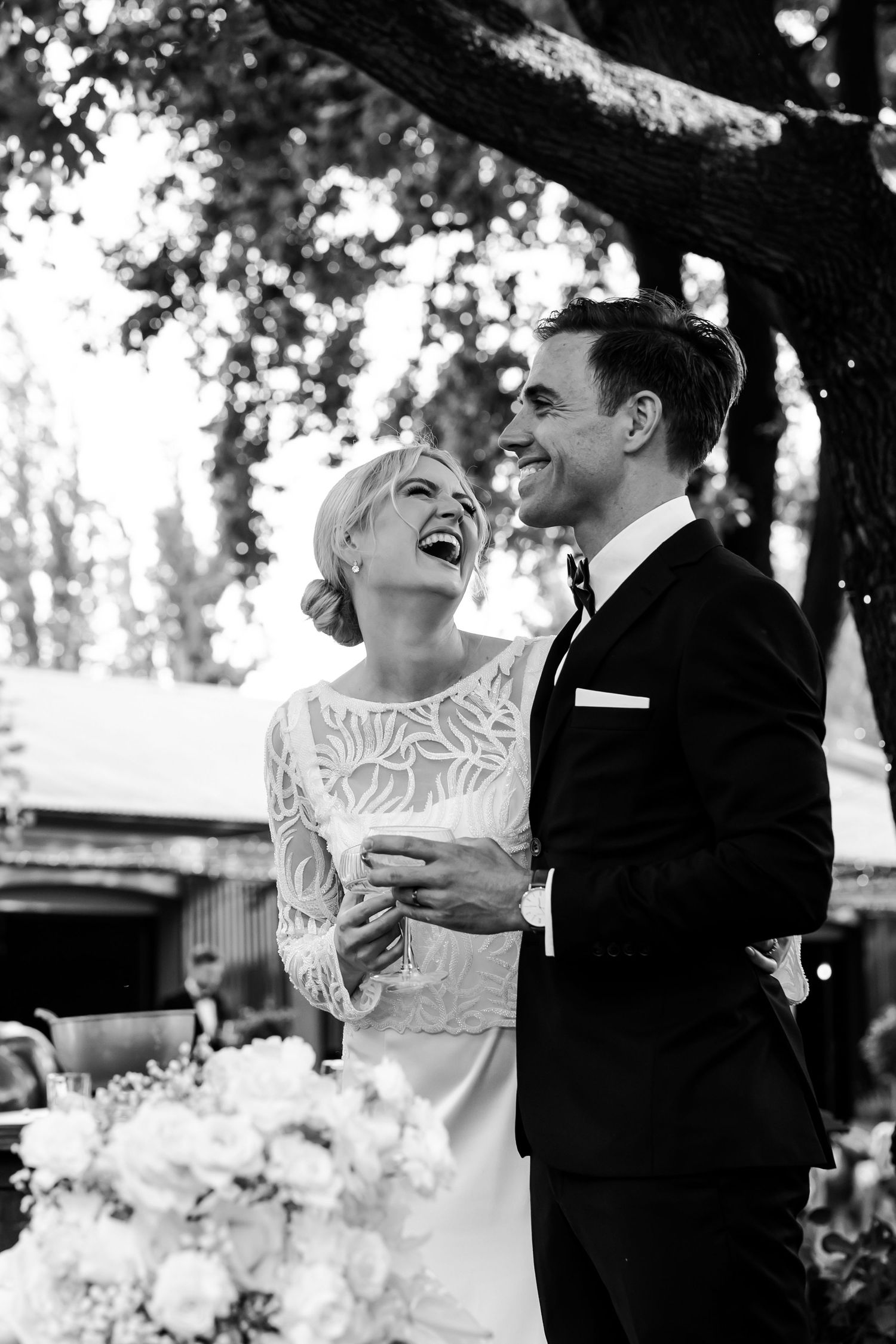 Black and white candid moments of joy and laughter at a wedding celebration. - JCclick Wedding photo & Film - Best Cape Town Photographer.