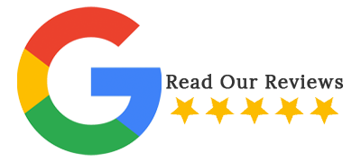 Colorful Google reviews banner showing 5 star rating with the Google logo and text 