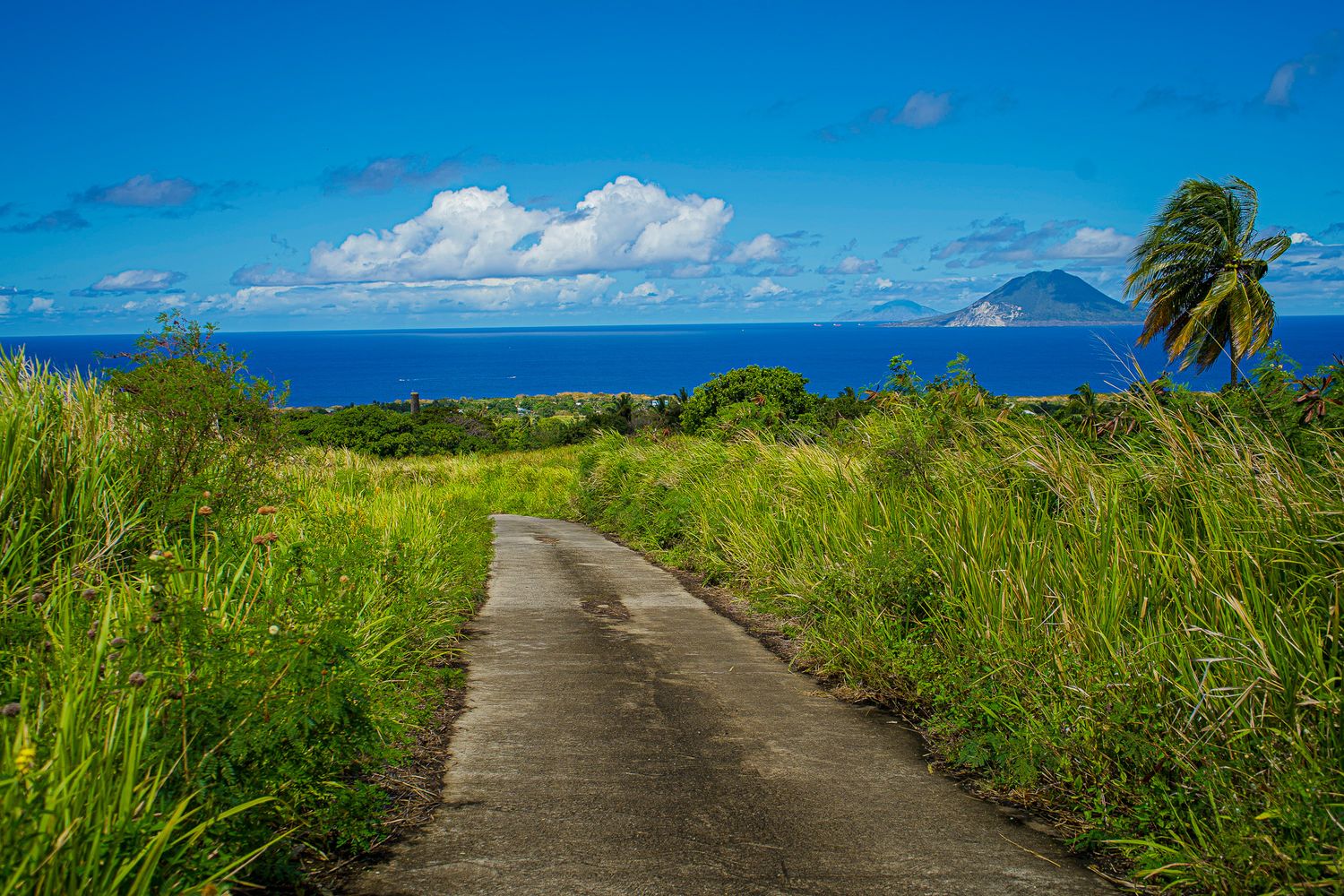 Leaving Mount Liamuiga with views of Statia and Saba in the background with Saint Barts and St. Maarten to the Northeast.