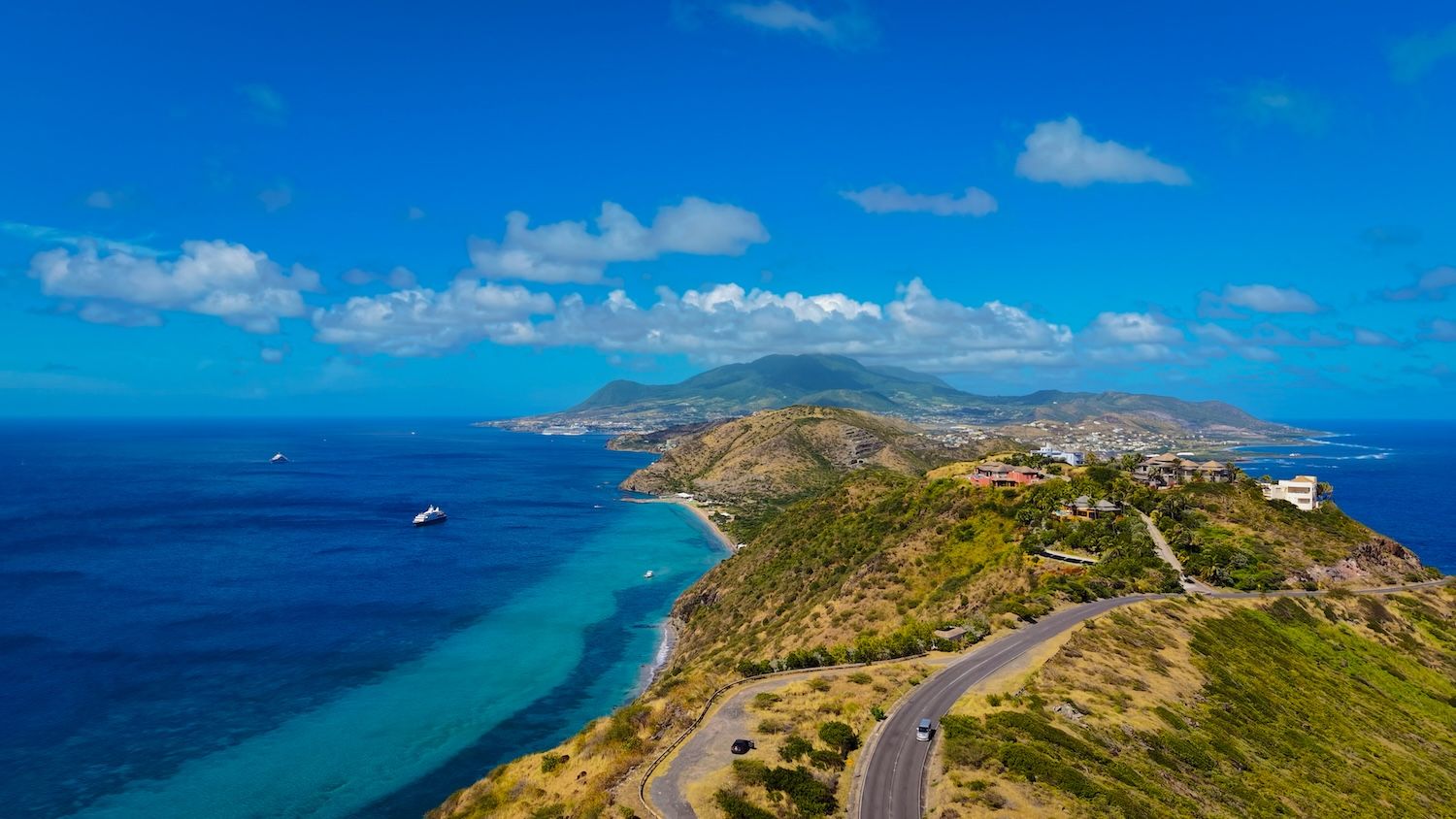 Drone photos of St. Kitts. Stop here on the best St. Kitts Tours with St. Kitts Cruise Photography.