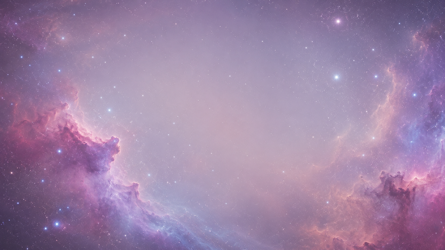 Dreamy purple and pink galaxy nebula background with soft glowing clouds and scattered stars.