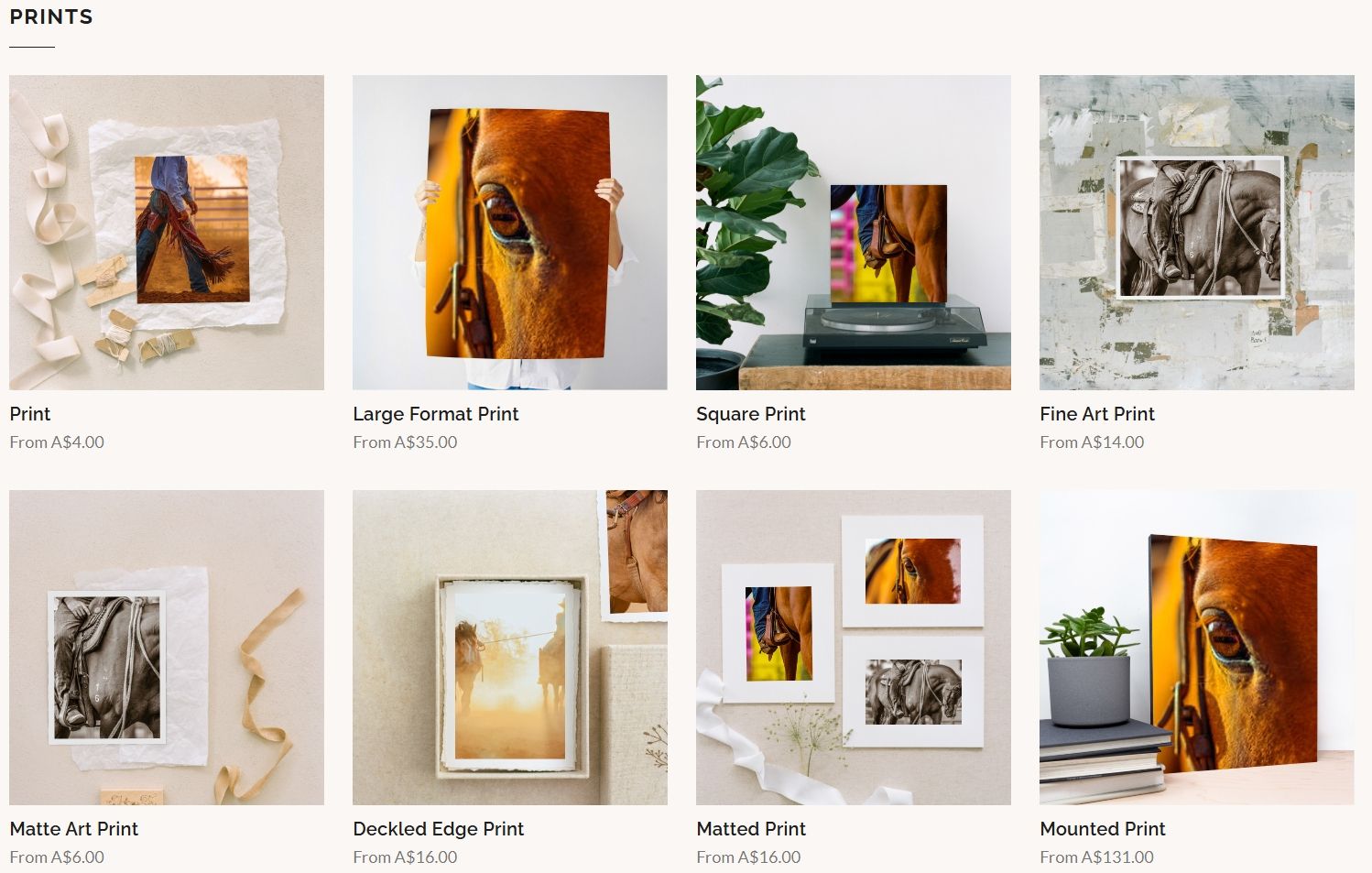 Artistic collage of abstract paintings and photographs arranged in a grid layout with warm earth tones and neutral colors.