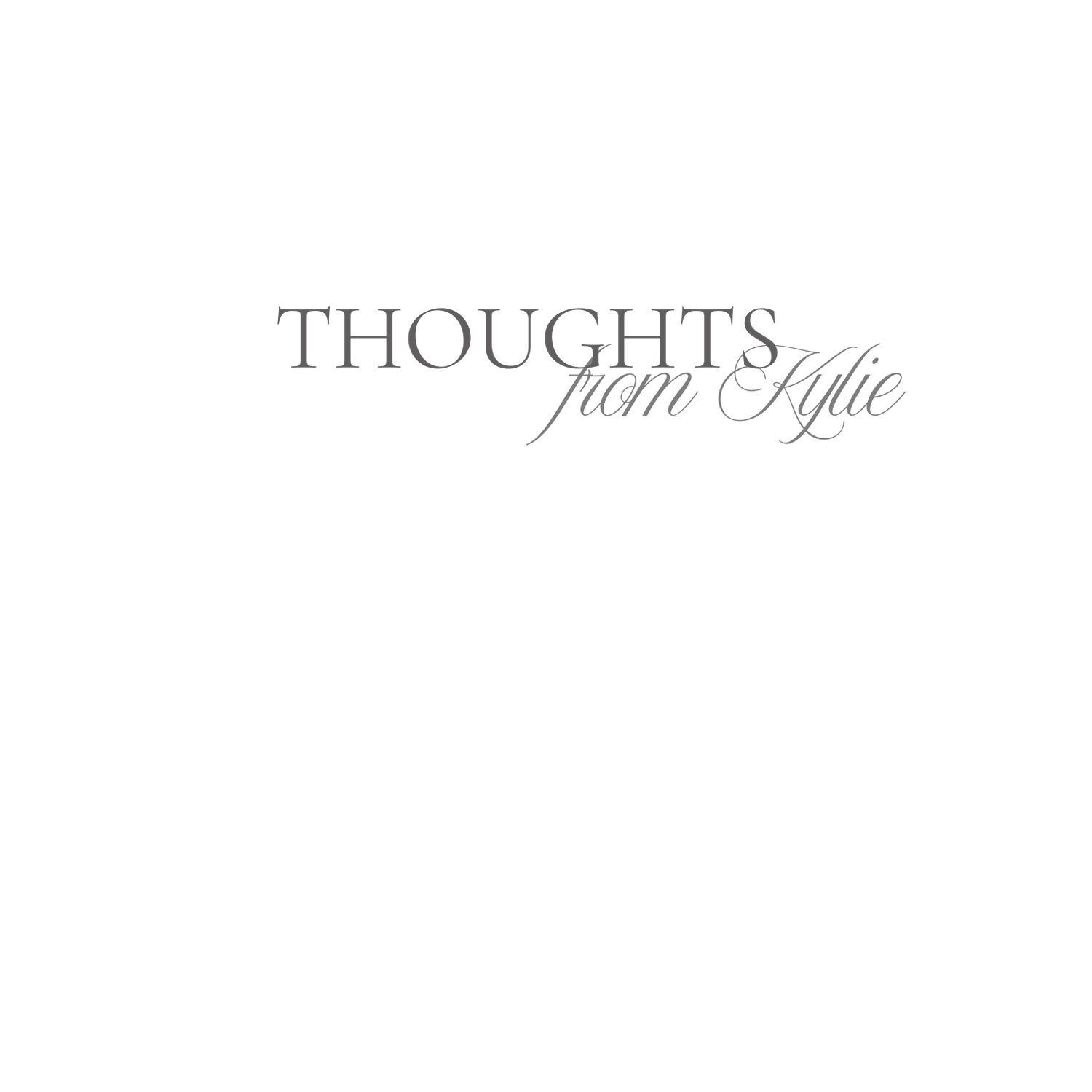 Elegant cursive text reading 'Thoughts' in a minimalist design against a light background.