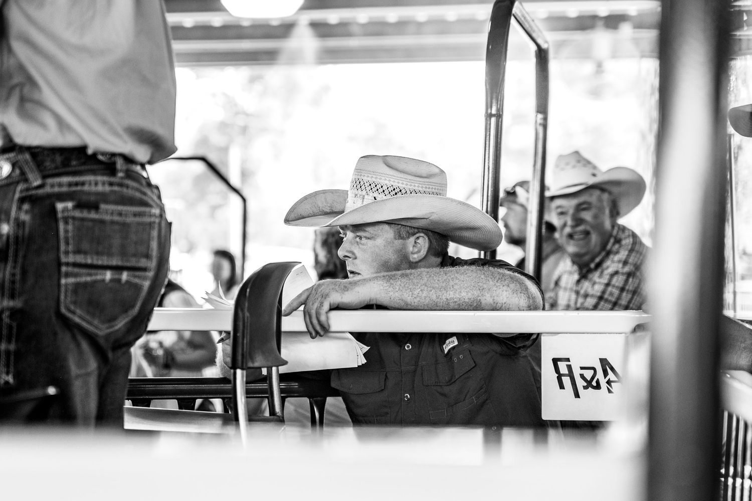 An auctioneer at a livestock sale at the Labette County Fair.