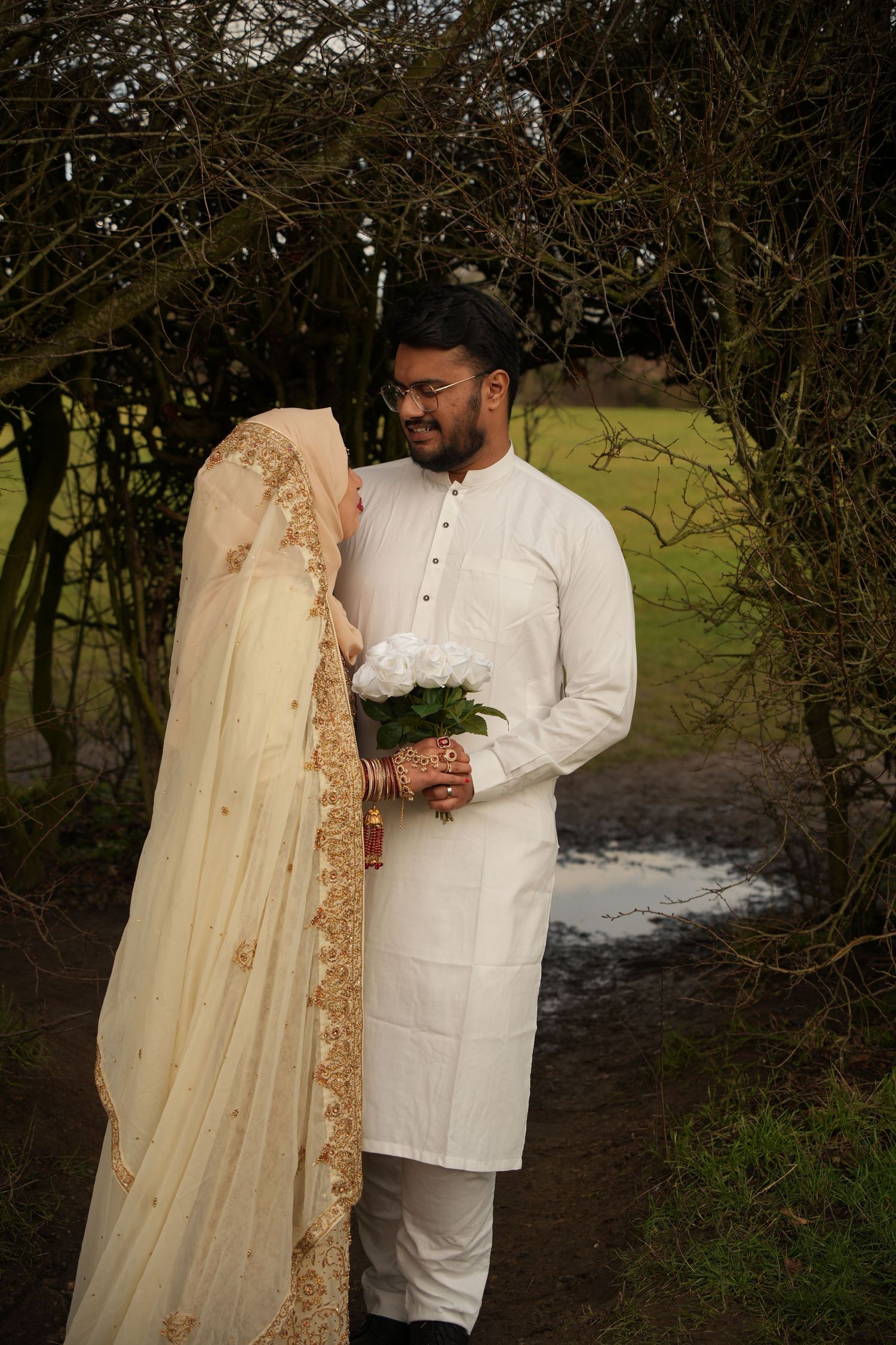bride and groom full length. Tied in Time Photography.