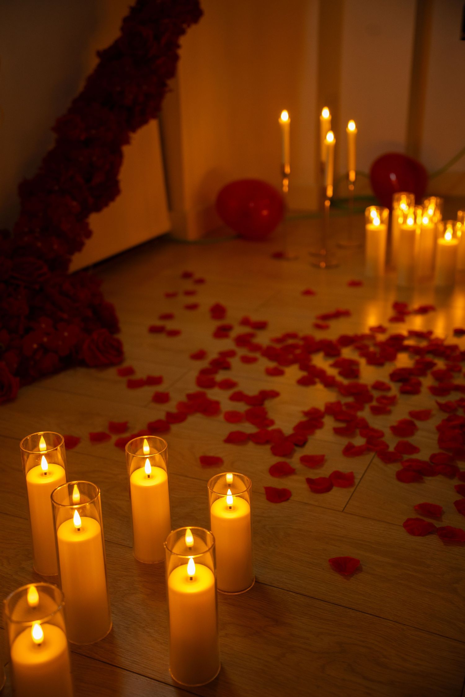 detail shot of candles and roses. Tied in Time Photography.