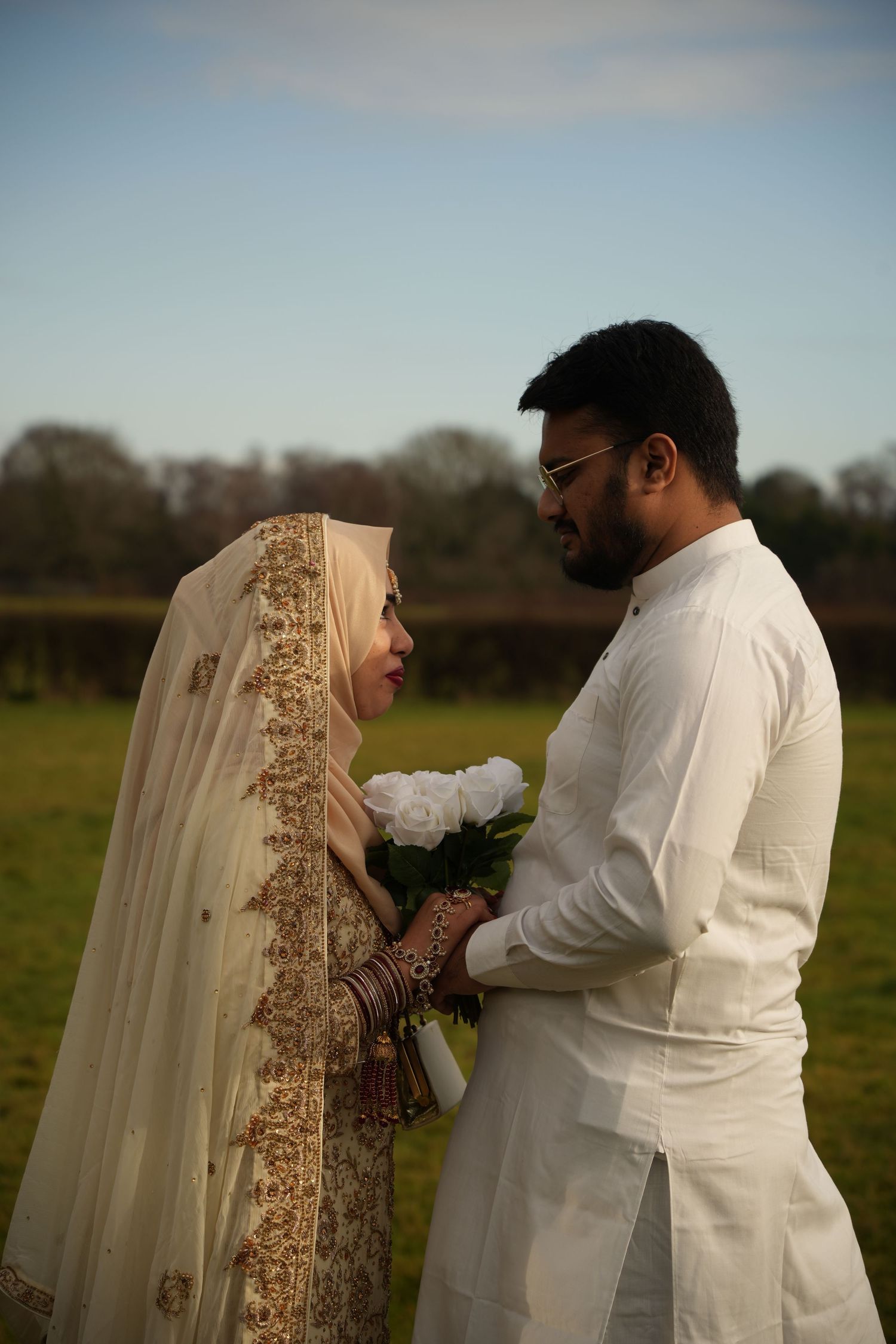 indian bride and groom gazing at each other. Tied in Time Photography. Tied in Time Photography.
