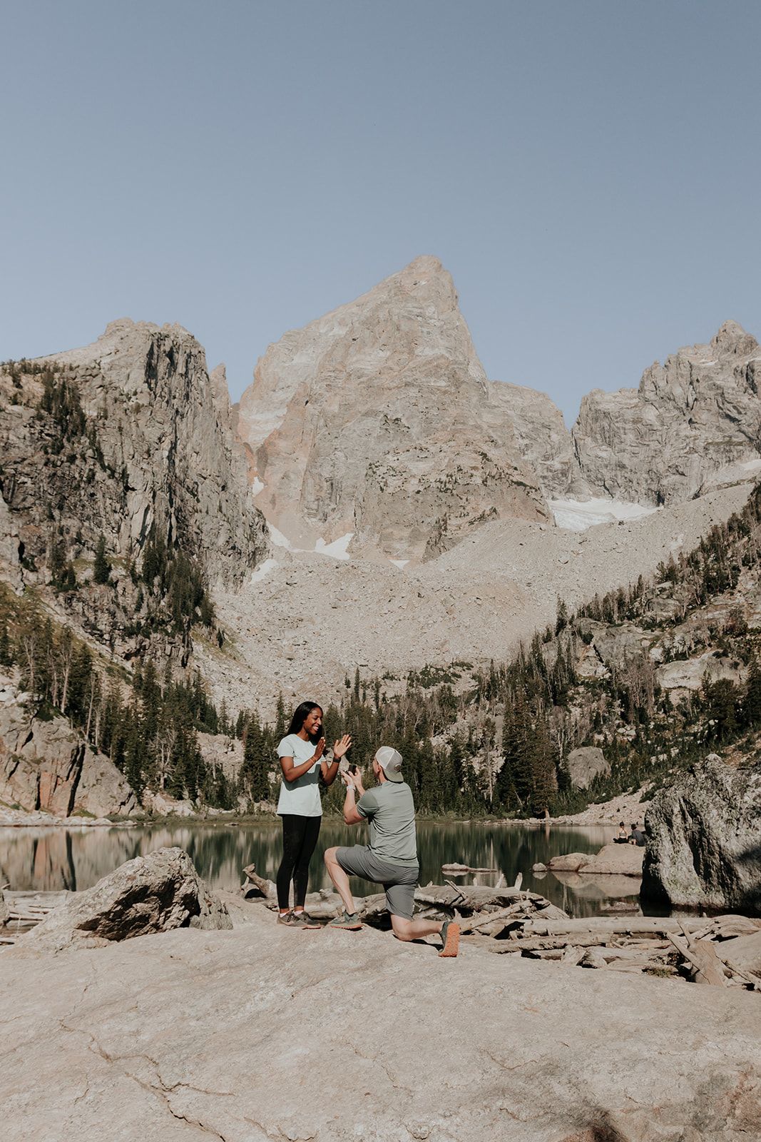 Surprise proposal at Delta Lake in Grand Teton National Park