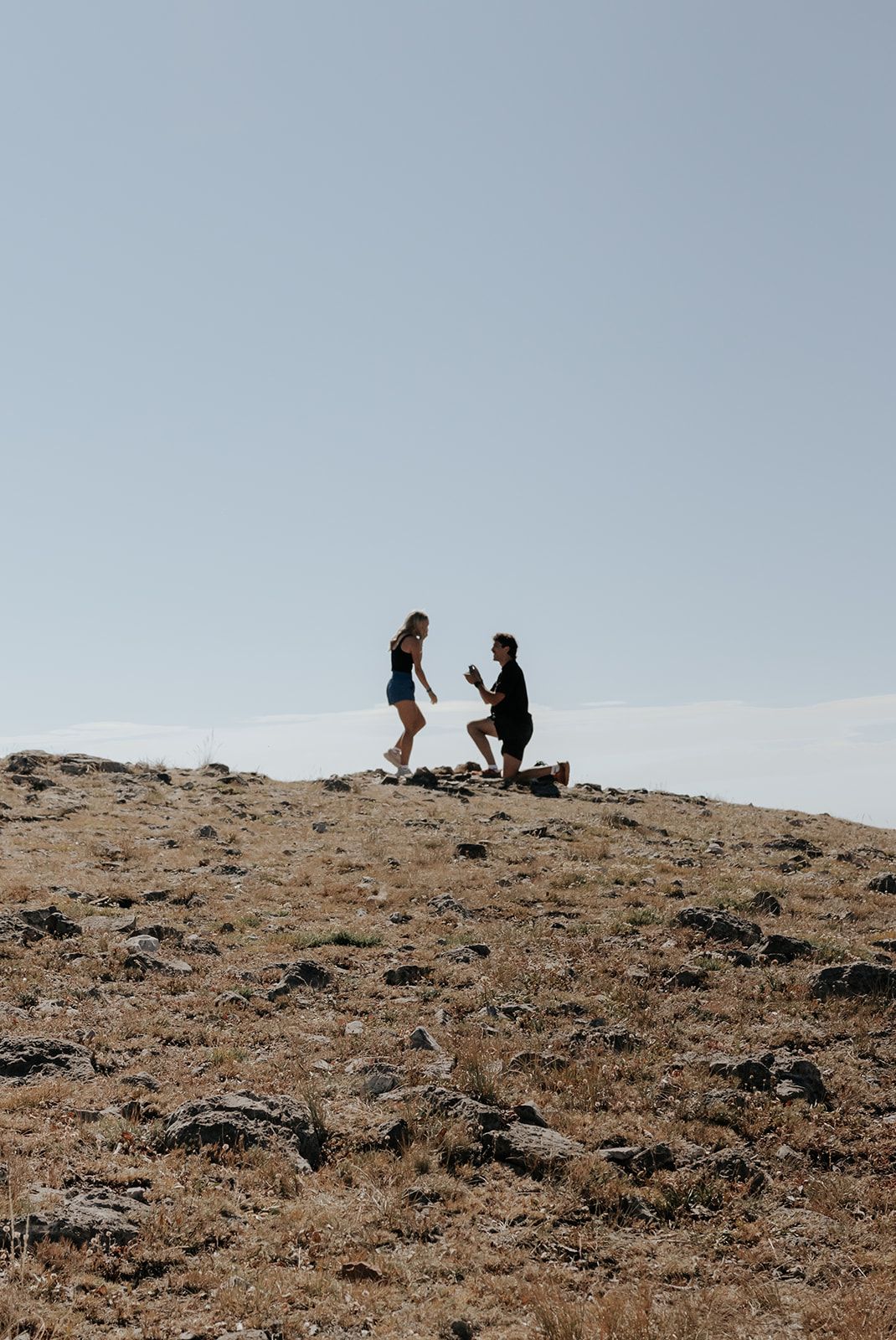 Surprise proposal on a hike in Jackson, Wyoming near the Tetons