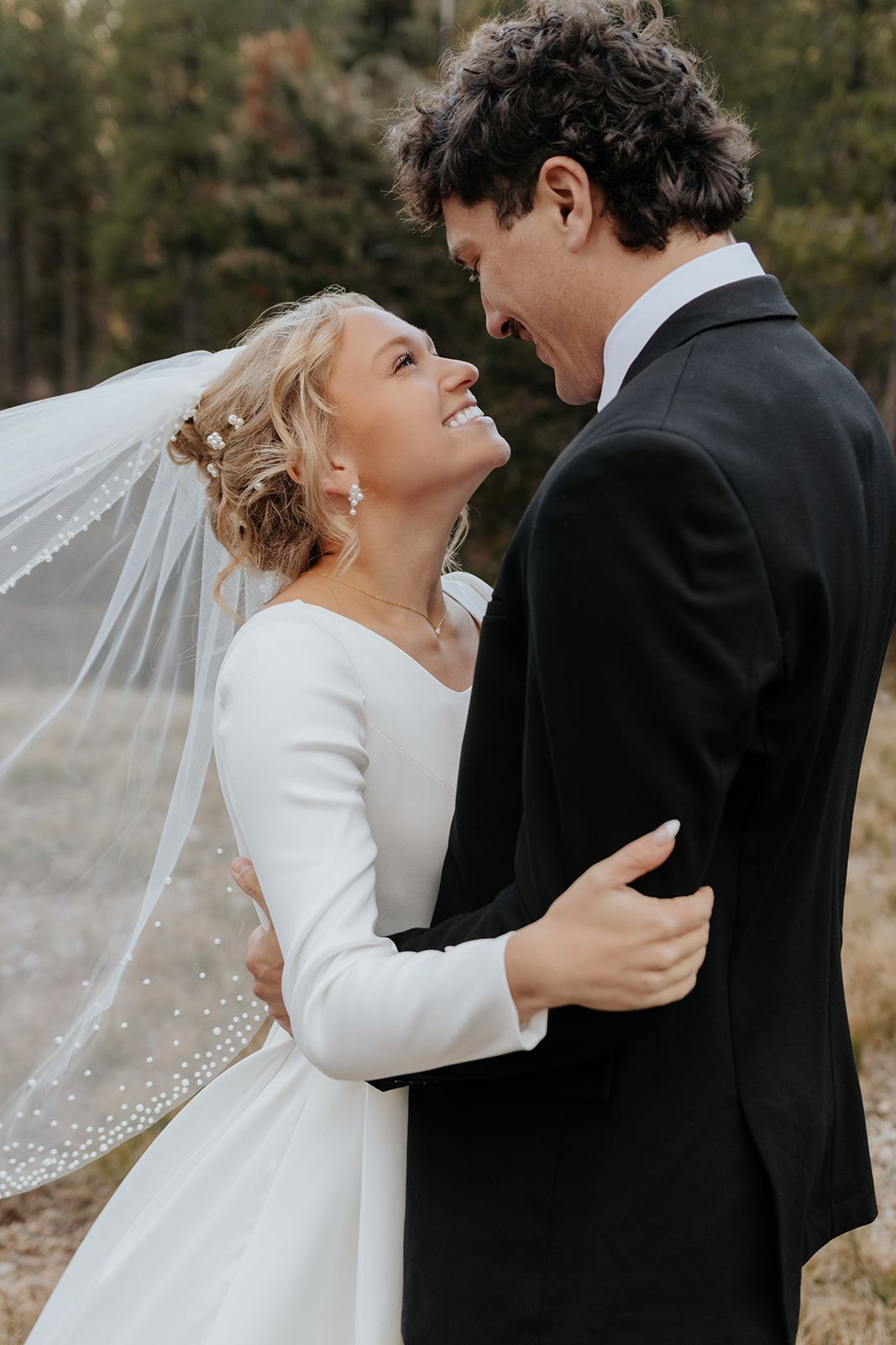 First look in Grand Teton National Park during bridal photos