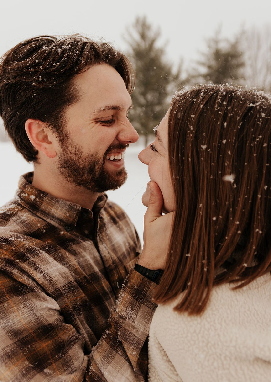 Snowy photoshoot of couple in republic, Missouri