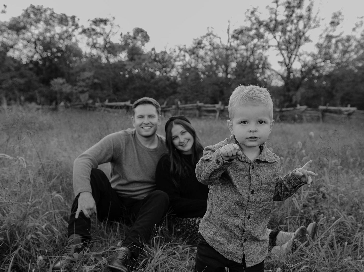Small family photoshoot taken at golden hour in Republic, Missouri