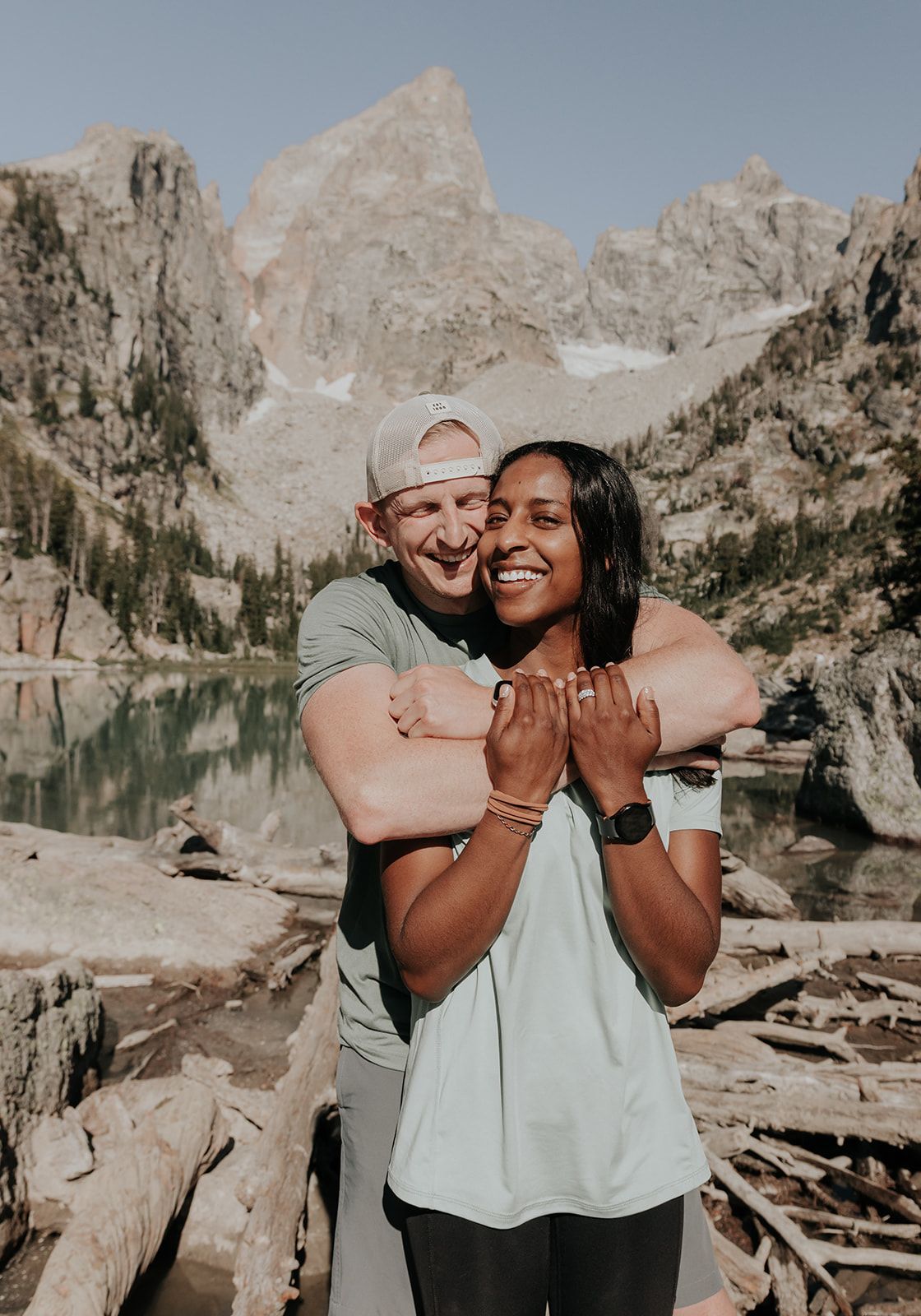 Proposal photoshoot in nature at Delta Lake
