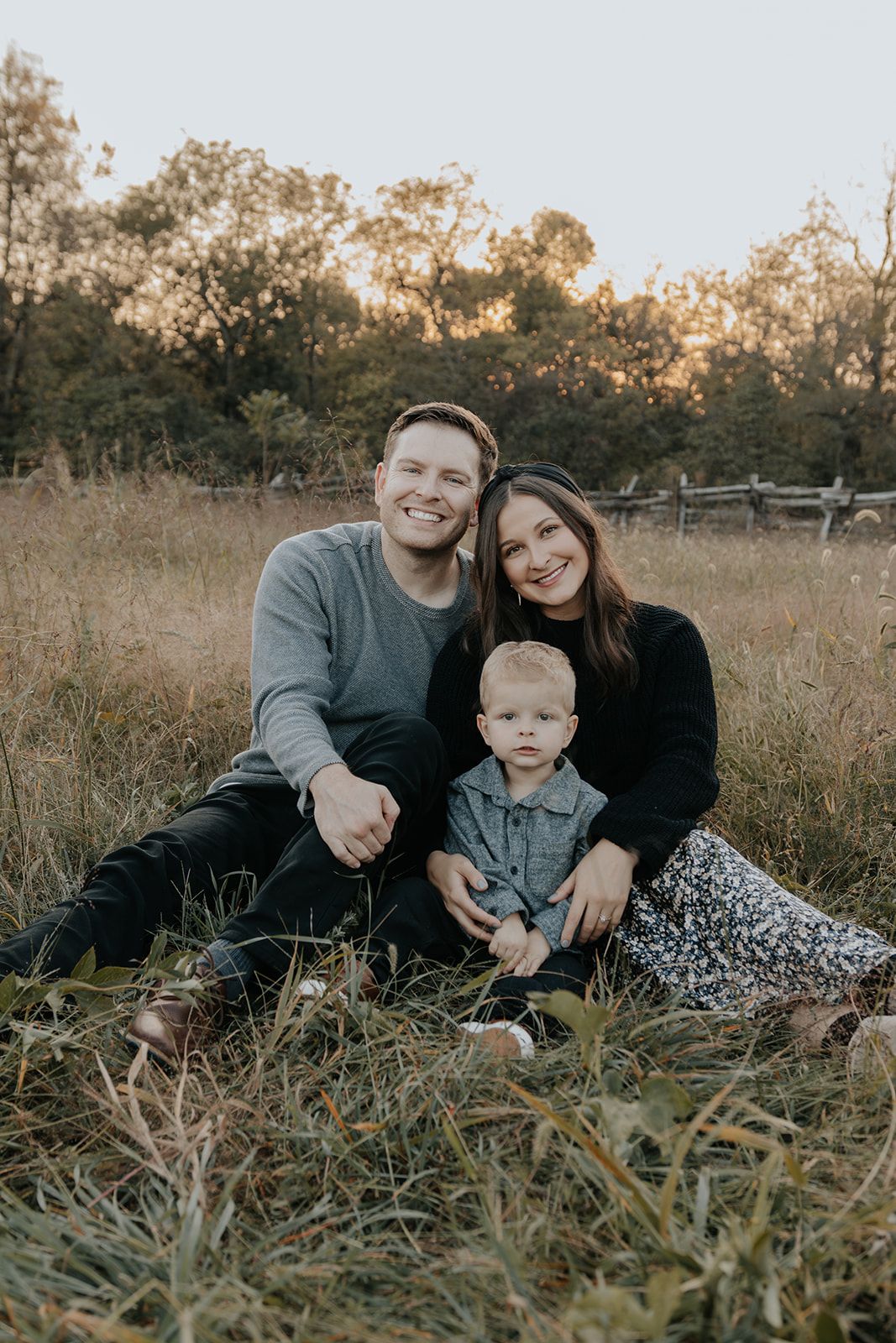 Small family photoshoot taken at golden hour in Republic, Missouri