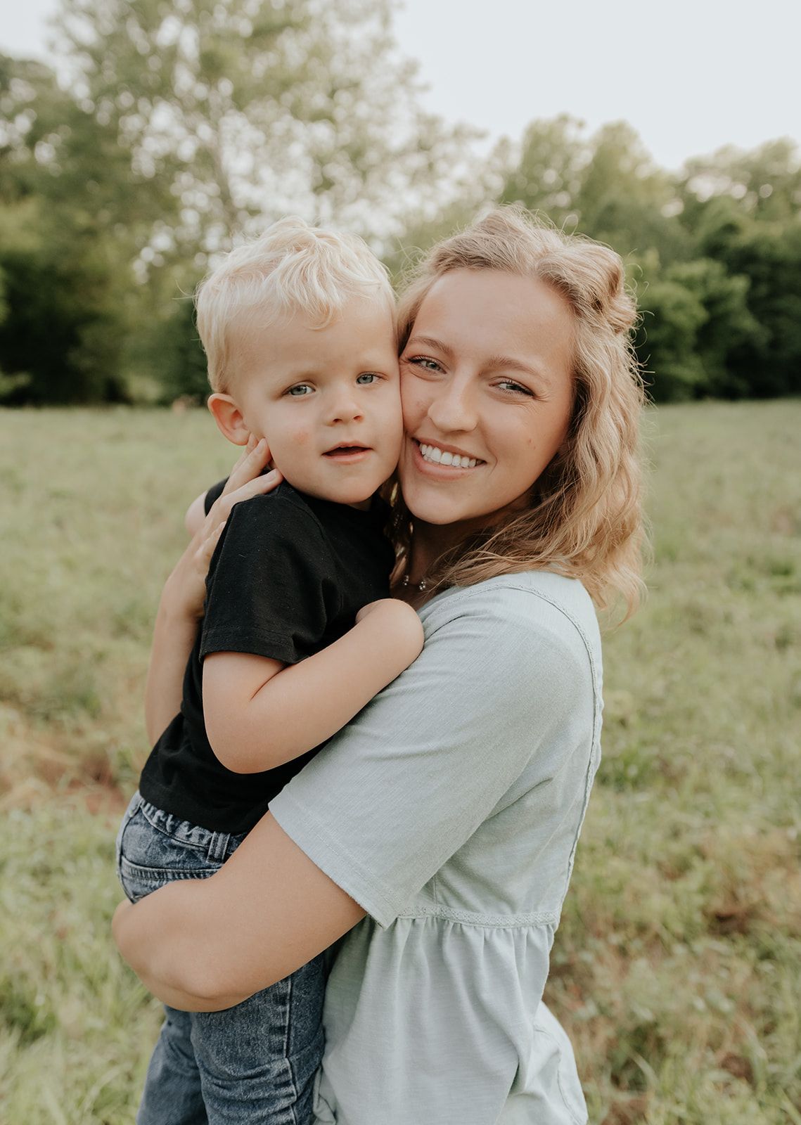 Mother and son during family photoshoot at Lost Hill Park in Springfield, Missouri during the month of June