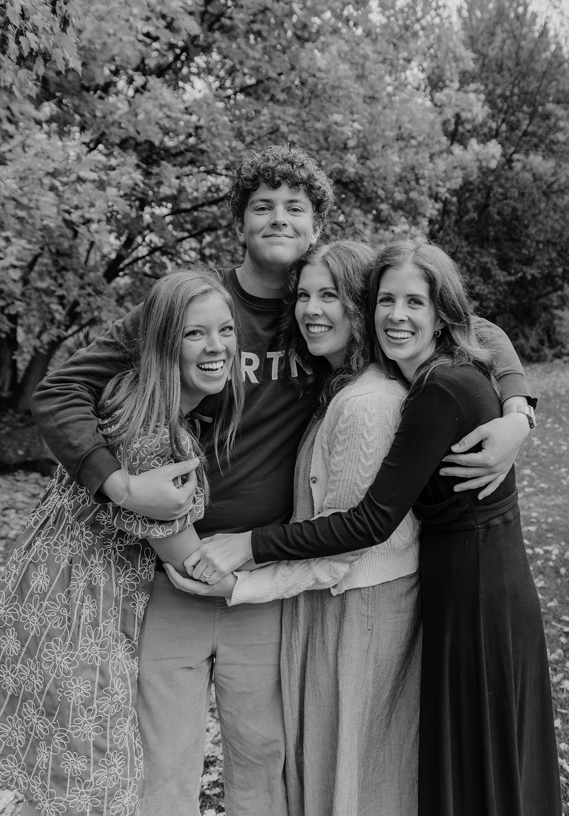 Photo of siblings during a family photoshoot in the fall at Brigham Young University-Idaho