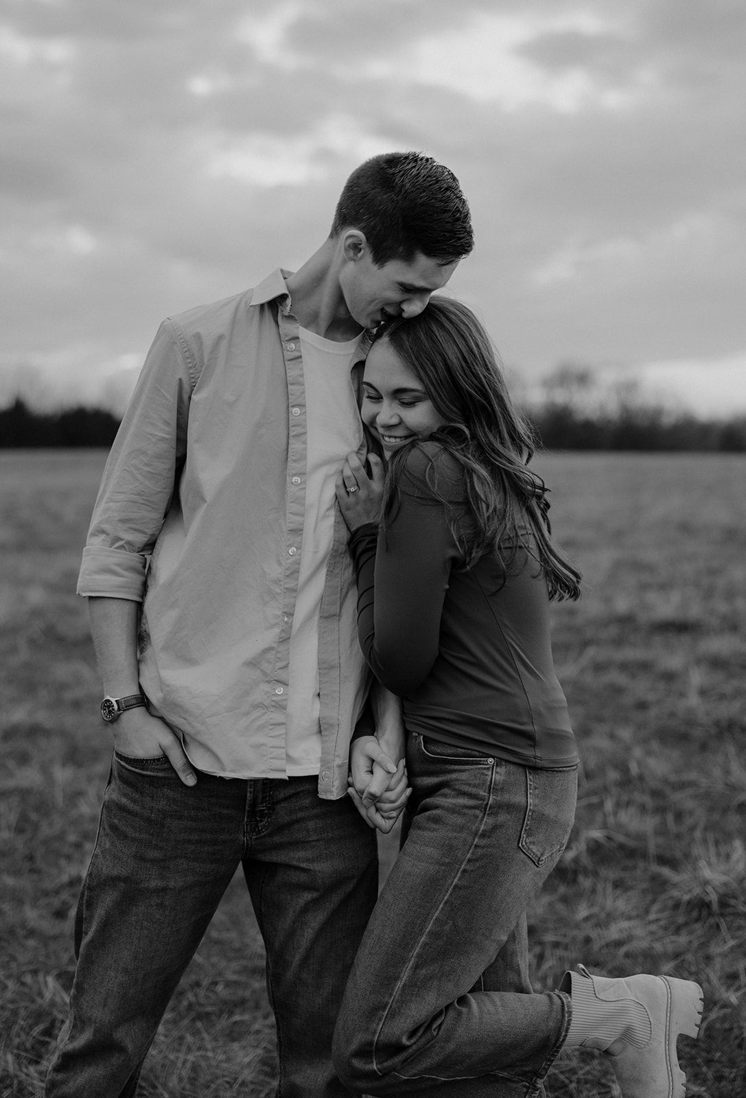Photo of a couple during their engagement photoshoot in Springfield Missouri