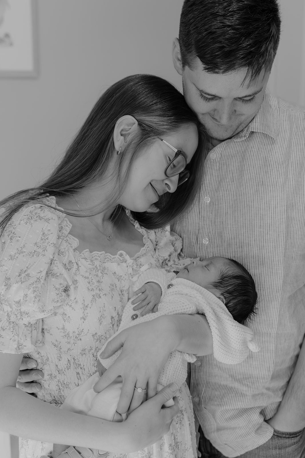 In-home newborn session, newborn nursery photos, black and white candid images