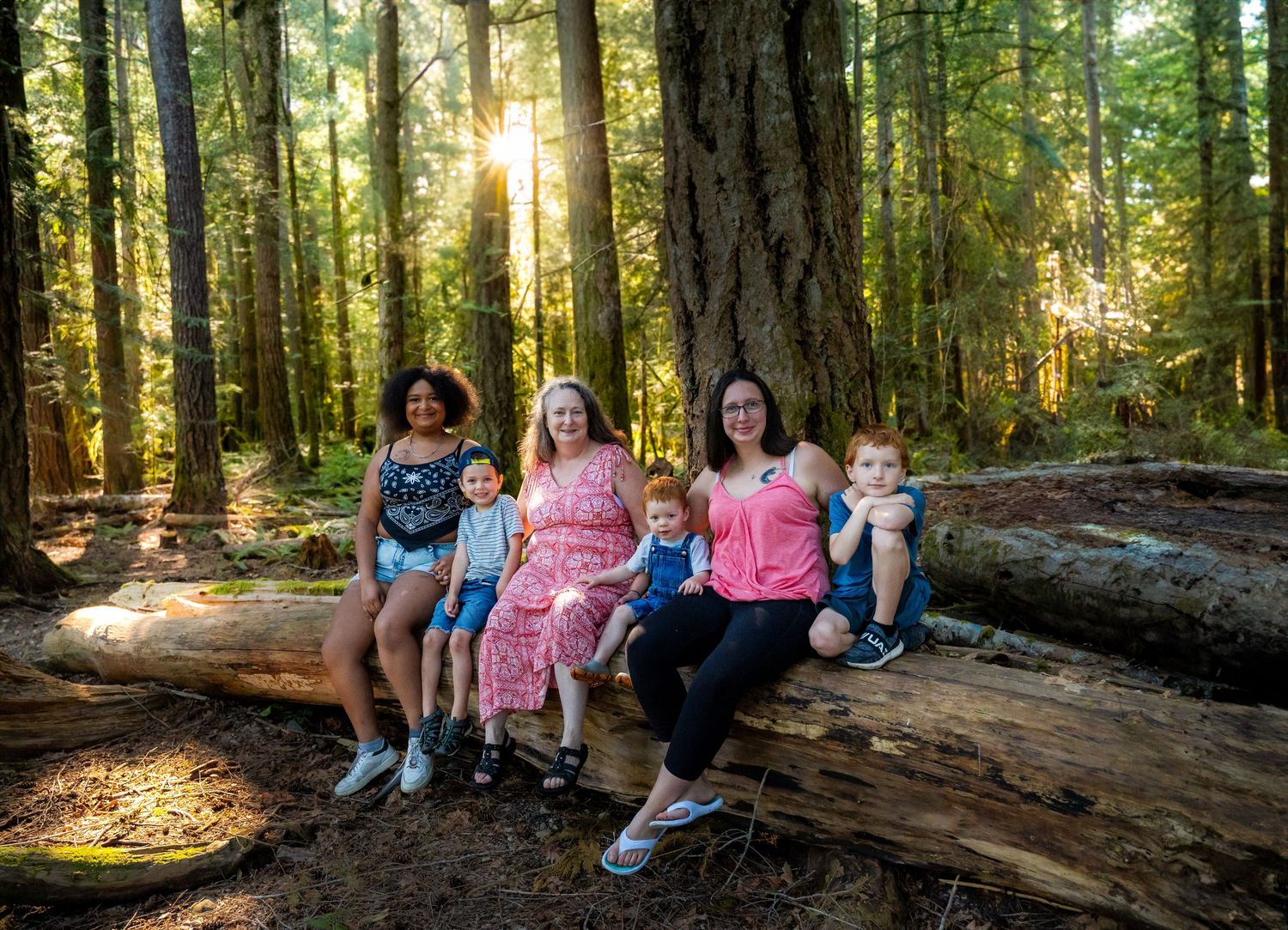 Family at spring beach