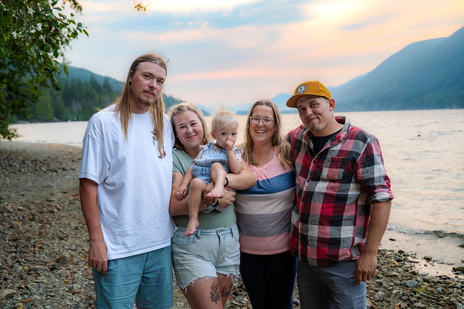 Family photos at Spring Beach Lake Cowichan