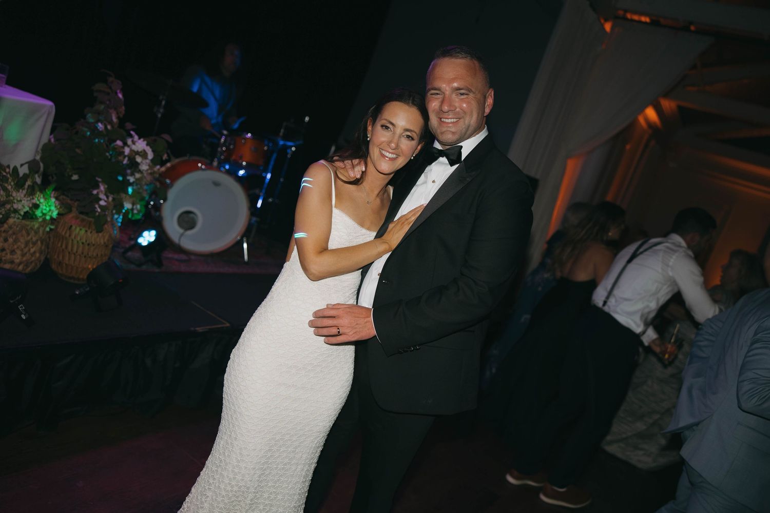Couple dancing together at their wedding reception.