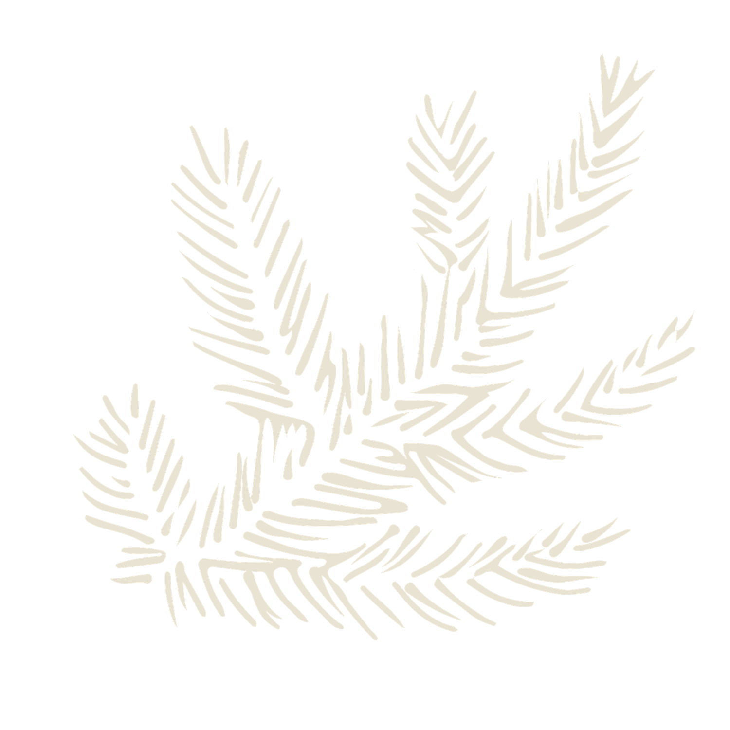Botanical fern leaf pattern illustrated in light beige on white background.