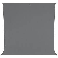 A plain gray photography backdrop or background cloth hanging vertically.