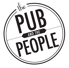 Circular black and white logo design for The Pub and the People Washington DC restaurant  with bold typography.