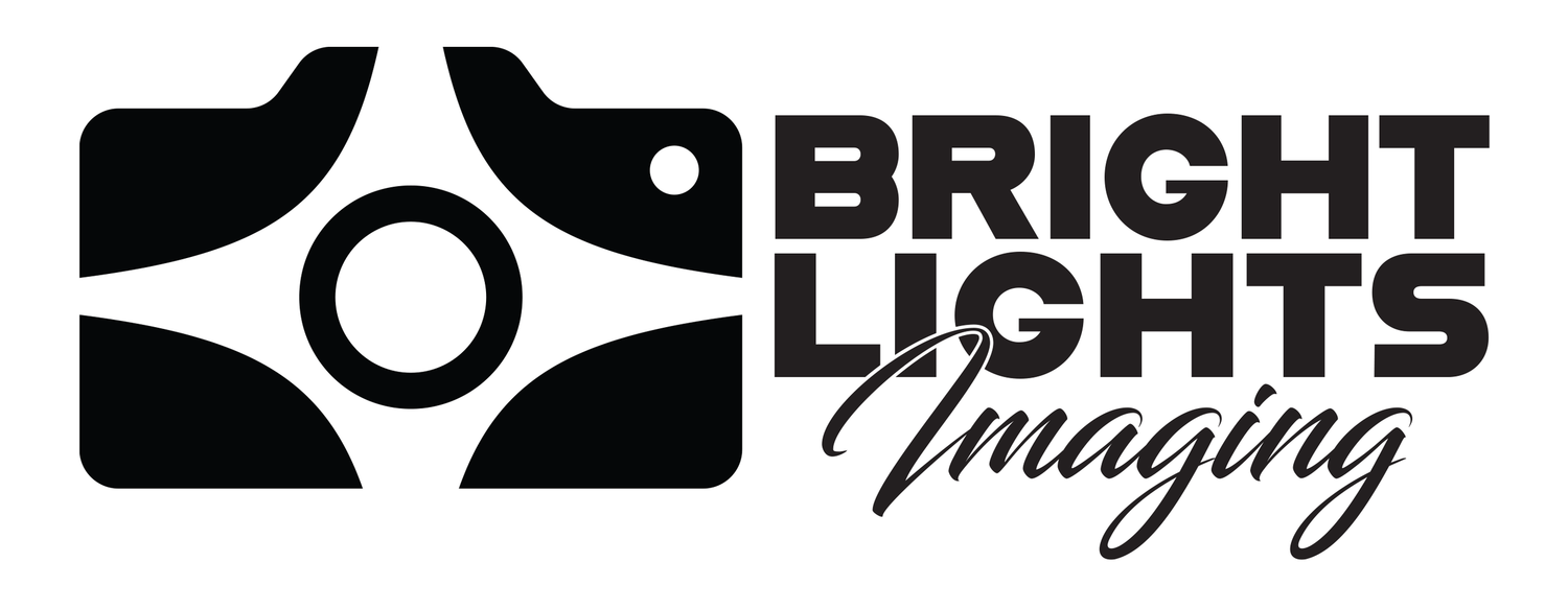 Three black and white company logos for Bright, Lights, and Imaging arranged in a horizontal banner layout.