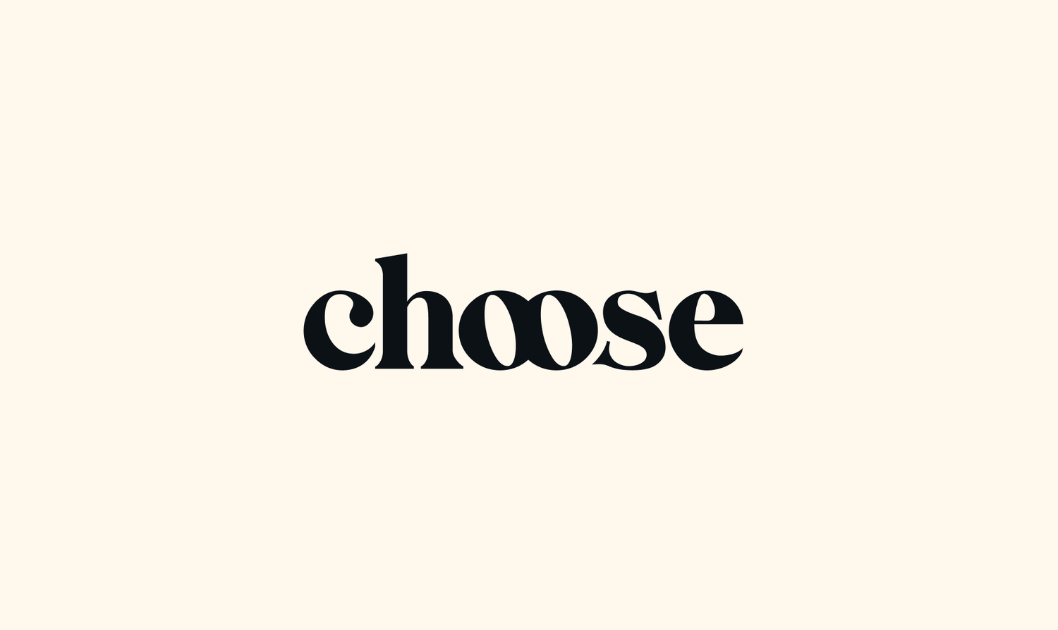 Minimalist logo design featuring the word choose in bold serif typography on a cream background.