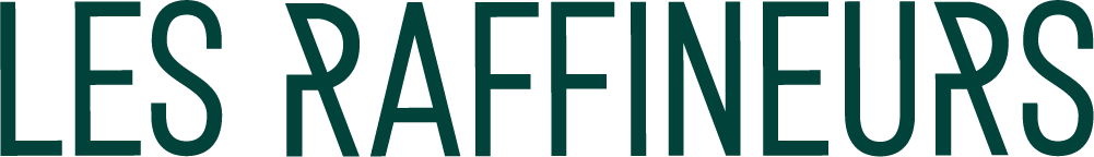 Dark green minimalist logo of Les Raffineurs featuring bold uppercase serif typography on a white background.