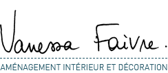 Vanessa Faivre signature logo for interior design and decoration services in elegant handwritten script.