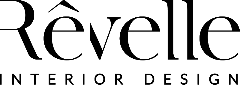 Black and white logo for Rêvelle Interior Design featuring elegant serif typography.