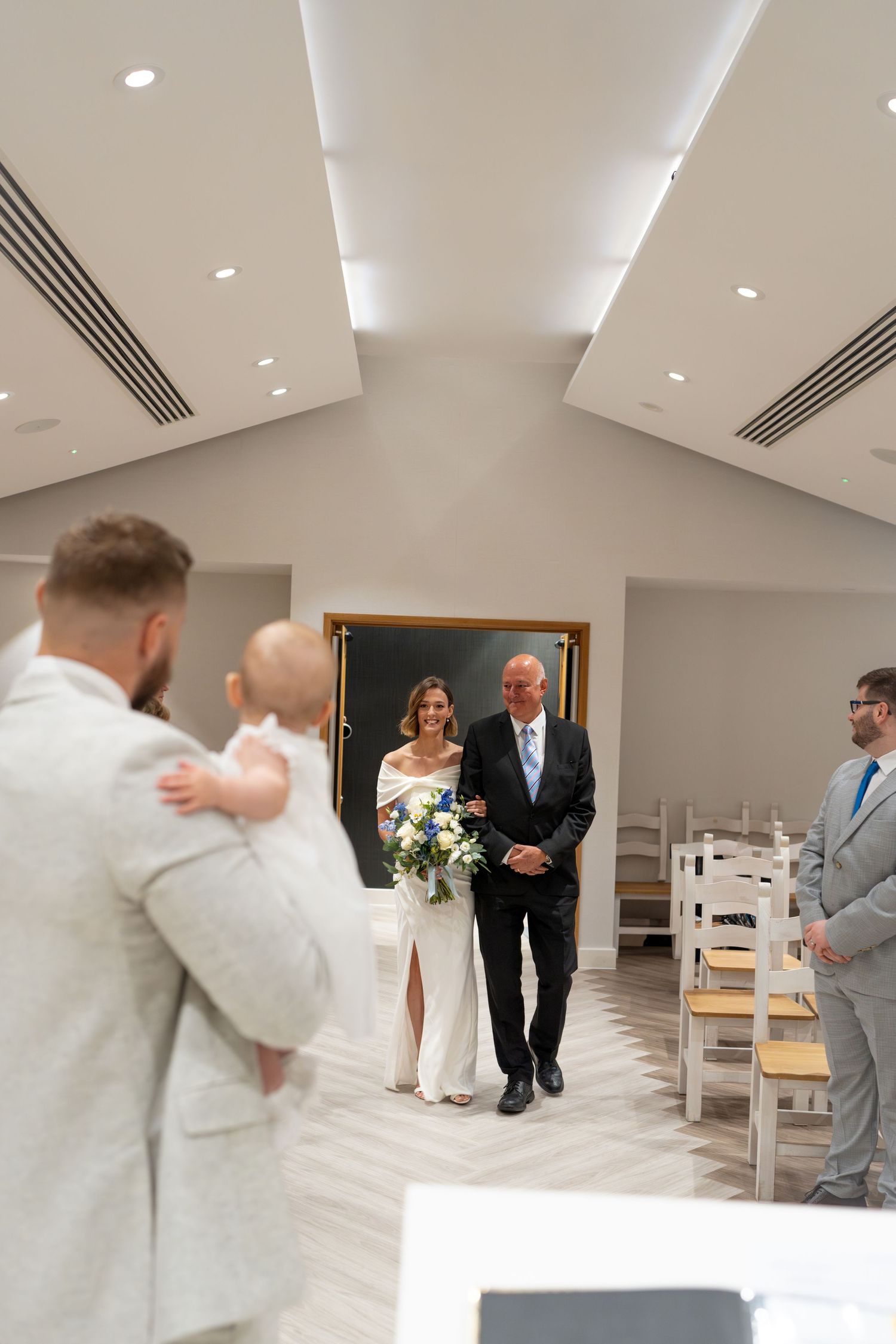 Milton Keynes Registry office EIVA Photography bride walking isle