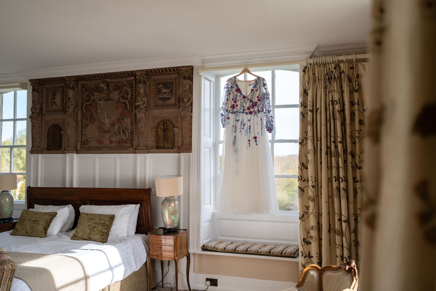 EIVA Photography wedding photography Chicheley Hall Milton Keynes dress hanging