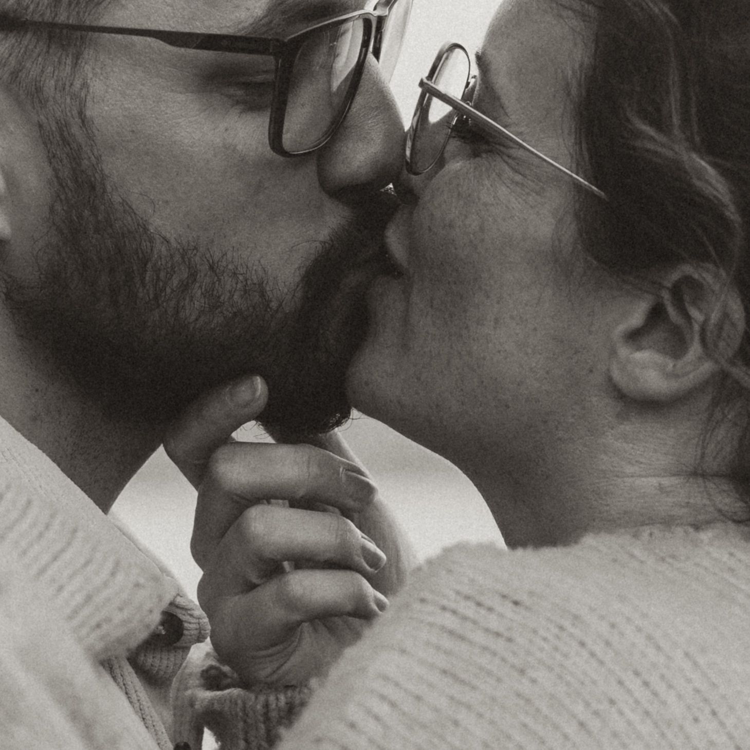 intimate engagement session is kelowna bc with couple sharing a kiss