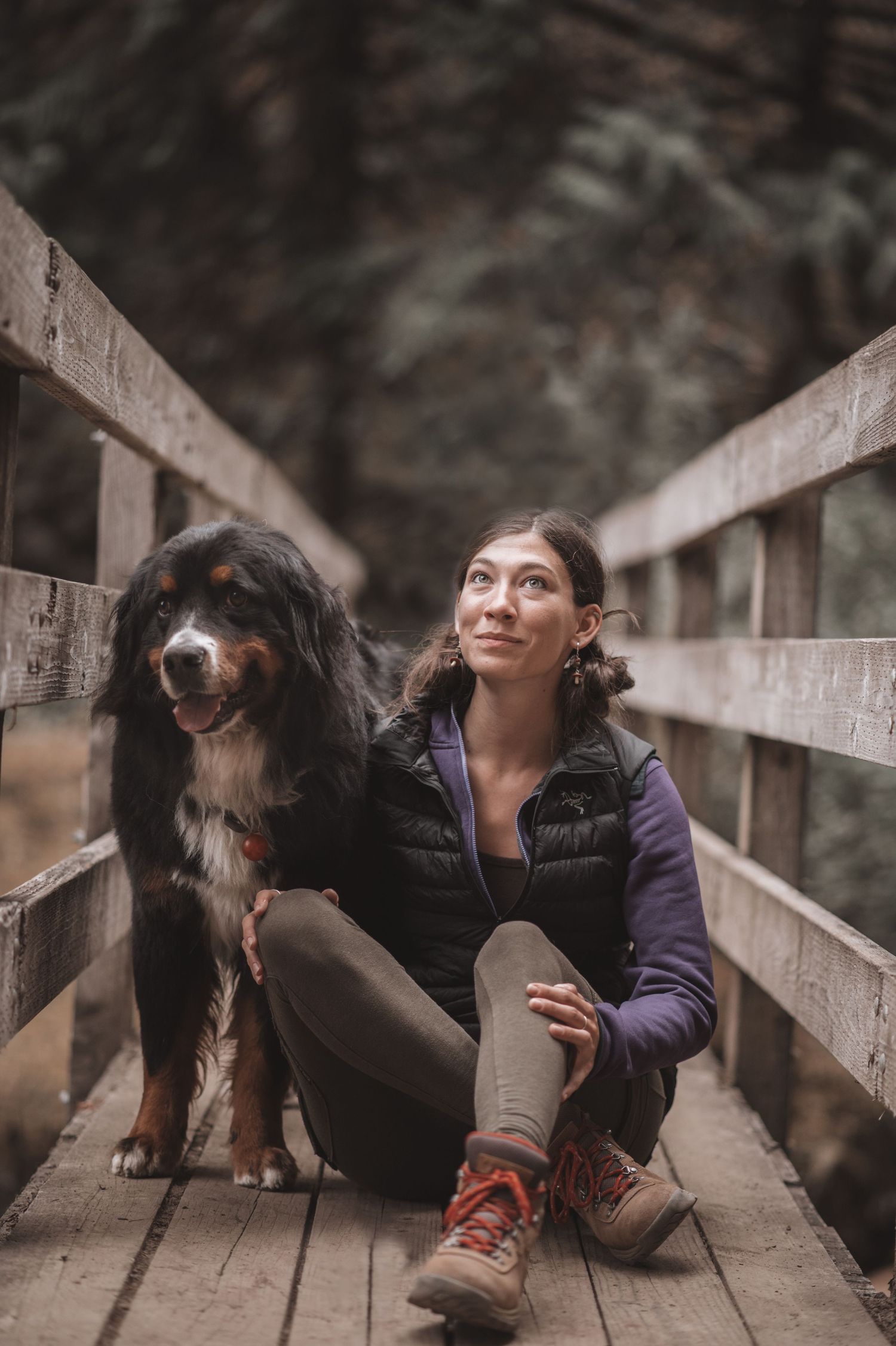 Girl and dog photography. Bernese mountain dog.