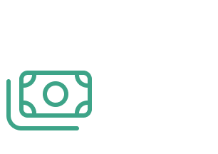 Simple line art illustration of stacked paper money bills or banknotes in green and black colors.