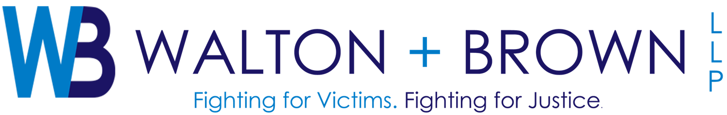 Walton + Brown LLP law firm logo with tagline Fighting for Victims Fighting for Justice.