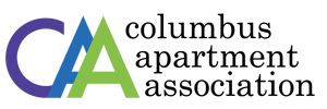Columbus Apartment Association logo featuring stylized CAA letters in purple, blue, and green colors.